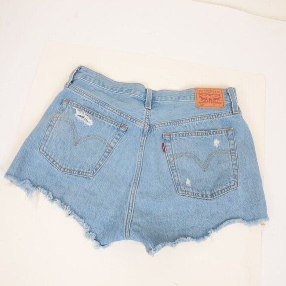 Levi's 501 Size 30 Cut Off Distressed Denim Shorts Light Wash‎ Blue Jeans Summer - Picture 4 of 10